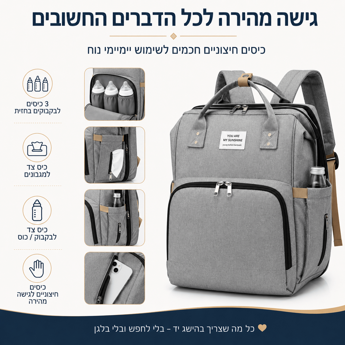 ™NestGo – תיק החתלה 2 ב־1 | Lumore