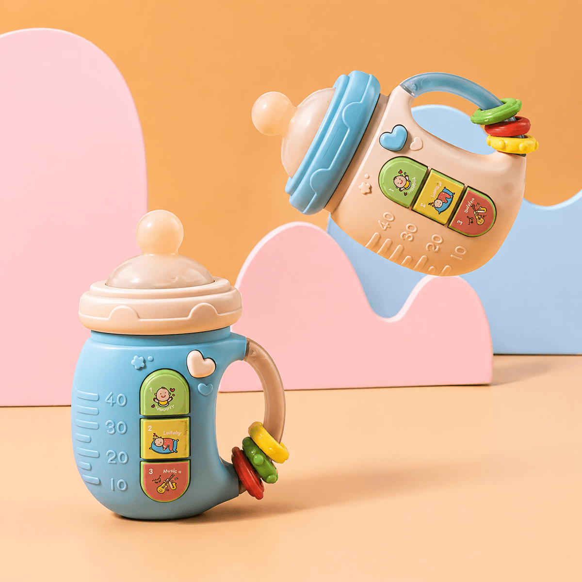 בקבוק סיליקון להאכלה עם רעשן מרגיע לתינוק🍼 | Lumore