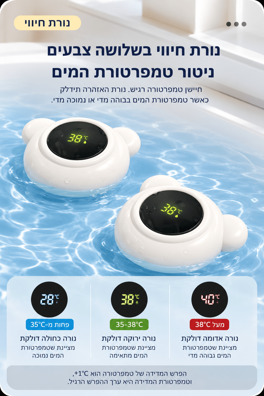 מד חום חכם למים ולחדר התינוק | Lumore